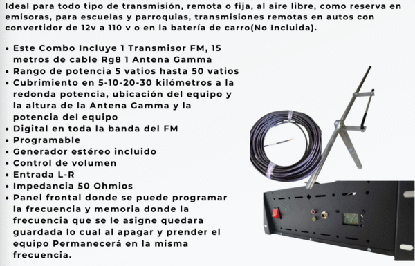 Combos Transmisores FM de 15,30,50 vatios